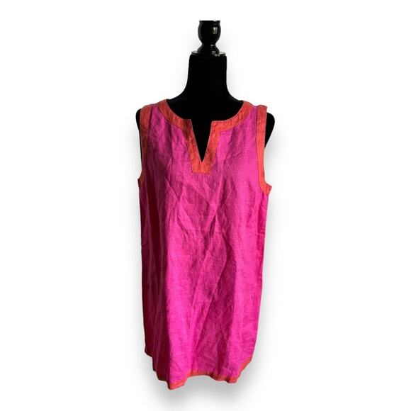 Sigrid Olsen Womens Dress Sz L Pink Orange Linen Shift Simple Summer‎ Sundress - Picture 3 of 8